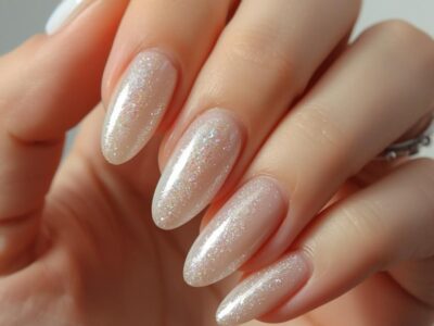 Ausgefallen Nageldesign Ombre Babyboomer mit Glitzer